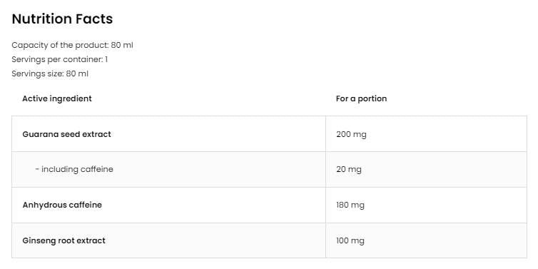 Guarana Shot / With Ginseng - 80 ml