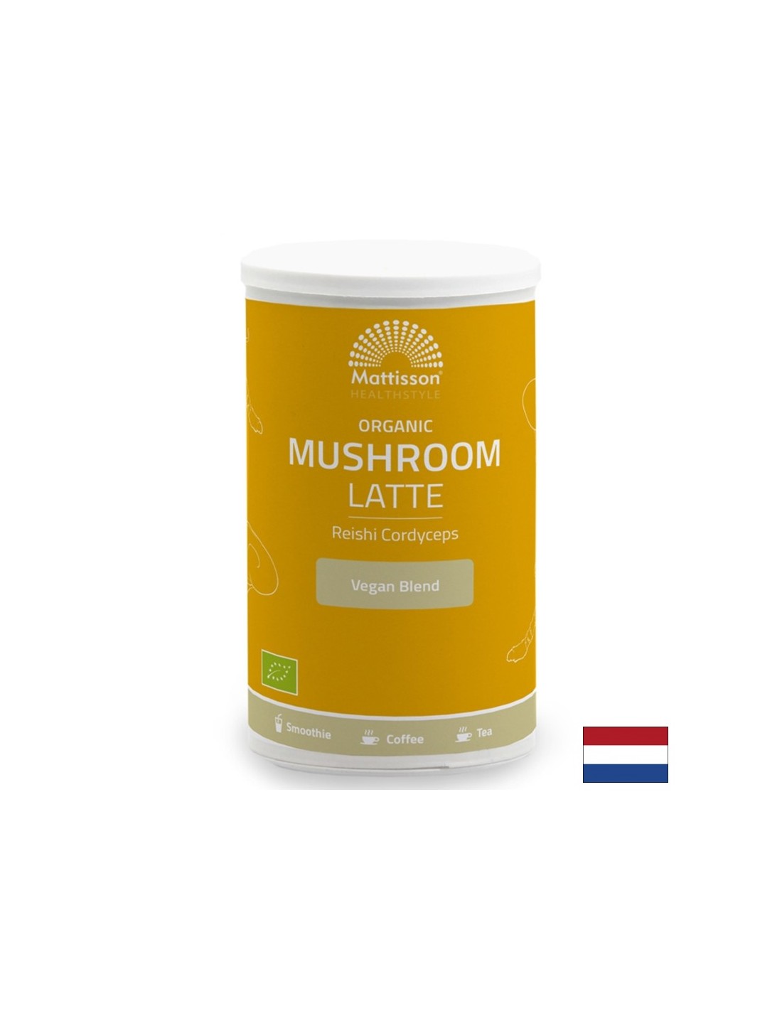 Latte with reishi and cordyceps Bio (flavored with cocoa and cinnamon), 160 g