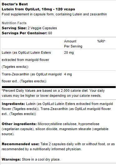 Lutein 10 mg | Optilut -tól - 120 kapszula