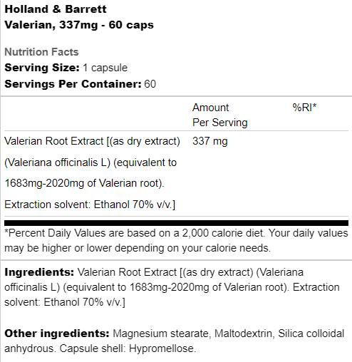 Valerian 337 mg - 60 capsules