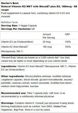 Best Natural Vitamin K2 MK-7 180 MCG | Plus D -3 - 60 capsules