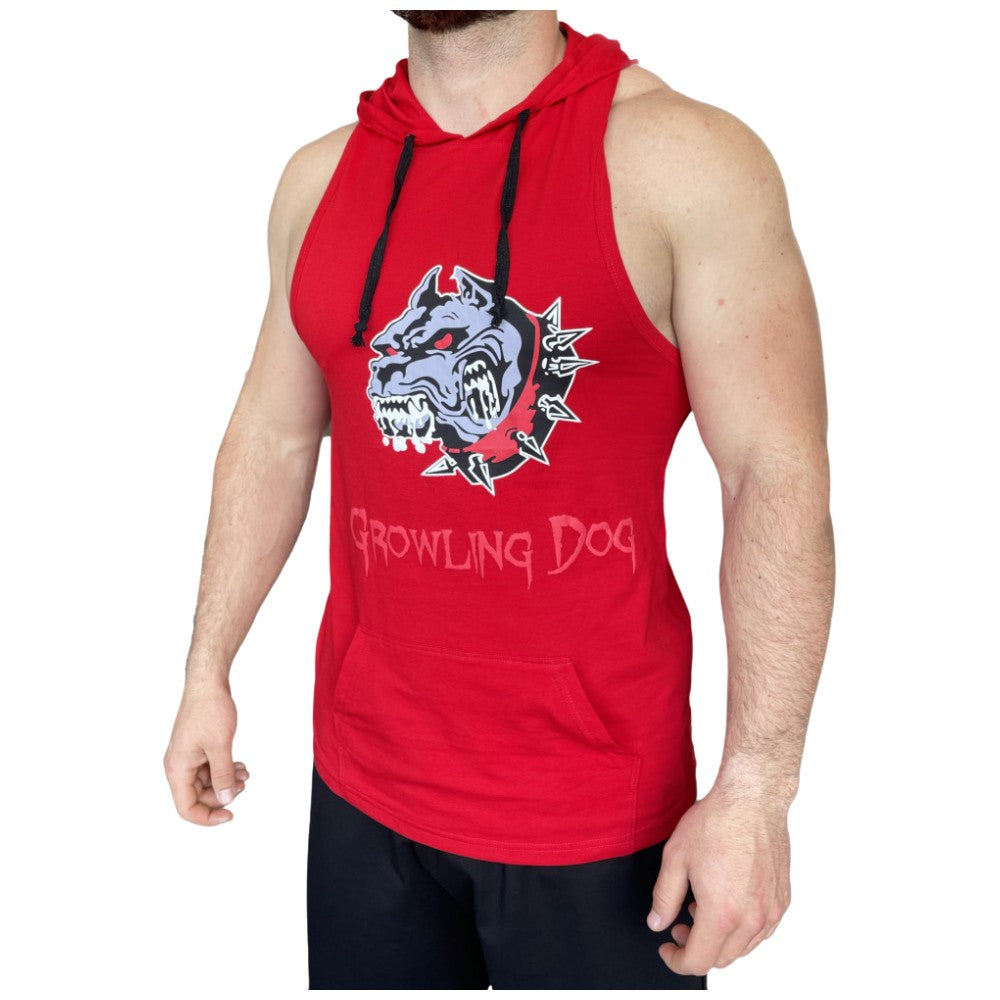 Потник Growling Dog с качулка - Червен / Tank Top Growling Dog with Hoodie - Red