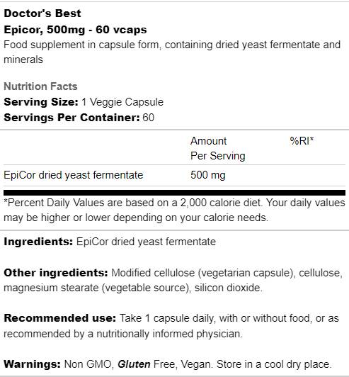 Epicor 500 mg | Altos imunógenos de metabólitos - 60 cápsulas