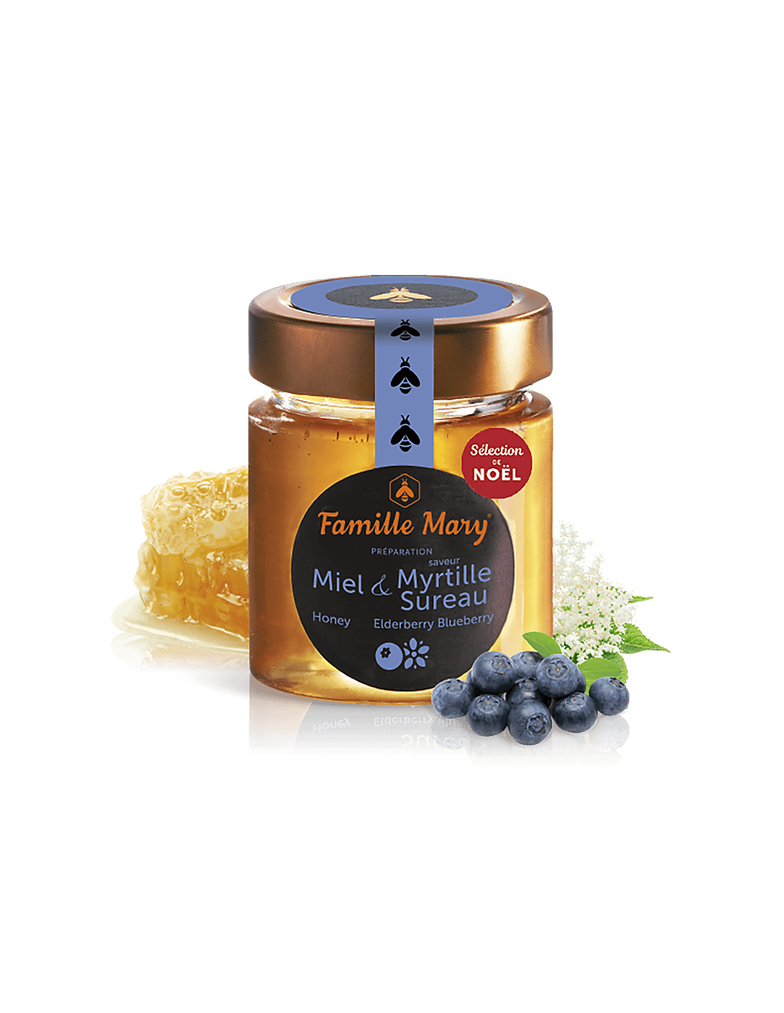 Acacia honey with blueberry and elderberry aroma, 170 g