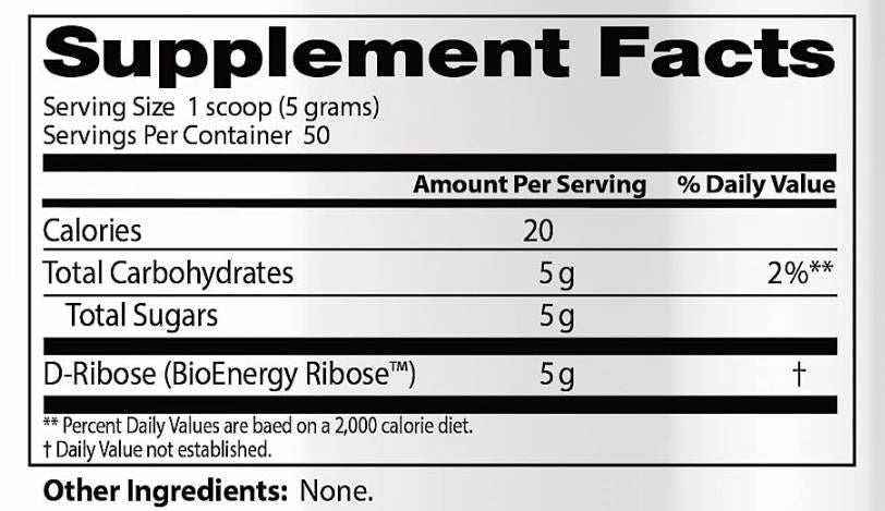 Cel mai bun pulbere D -Ribose - 250 de grame