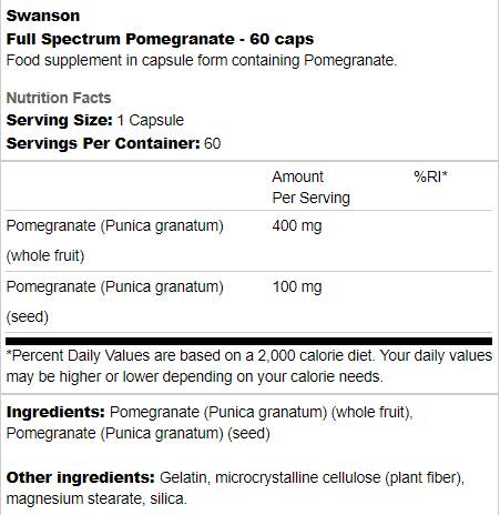 Full Spectrum Pomegranate Whole Fruit and Seed 60 capsules