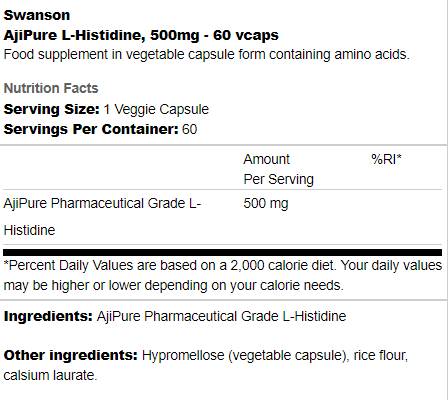 Ajipure l-histidin 500 mg 60 Kapselen