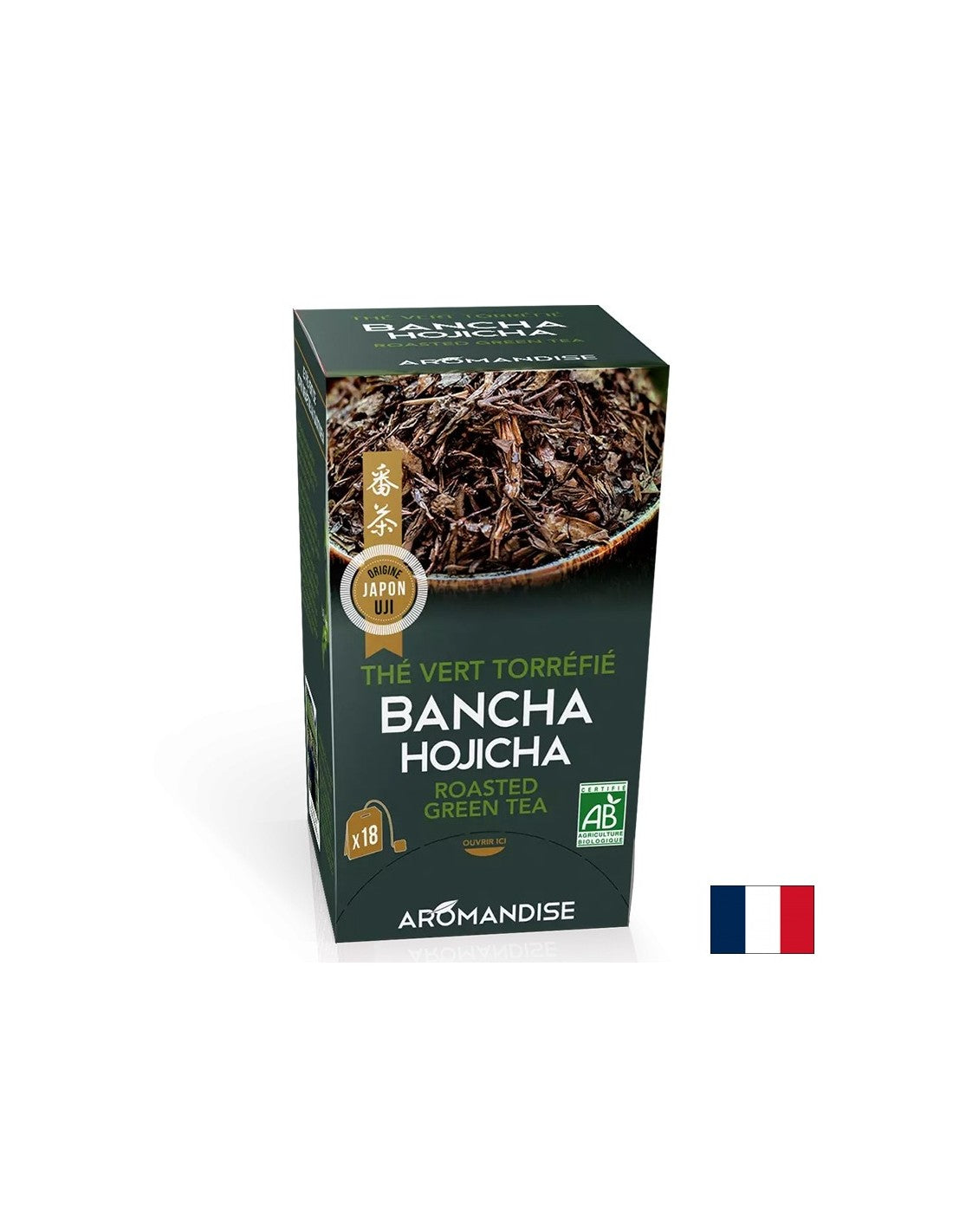 Té bancha hodzhicha (hojas de té verde asado), 18 bolsas de filtro
