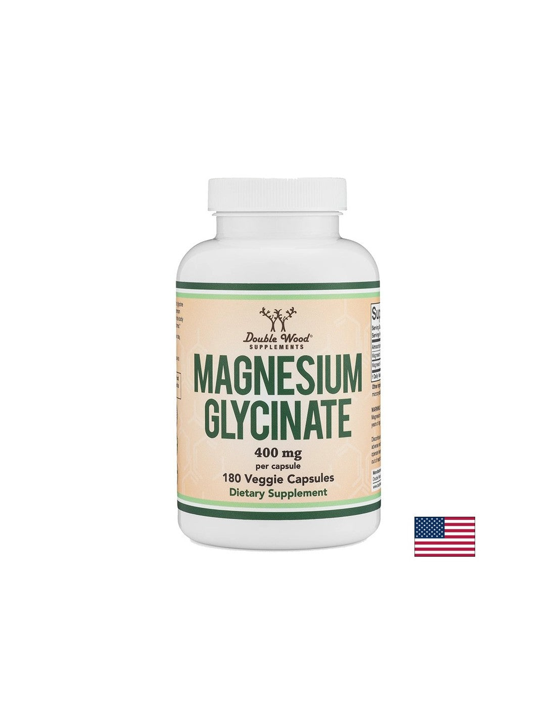 Nerve and muscle function - Magnesium (glycinate/bisglycinate), 180 capsules Double Wood