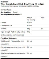 Triple Strength Super EPA and DHA 900 mg 60 Гел капсули