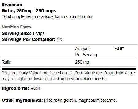 Rutina 250 mg 250 cápsulas