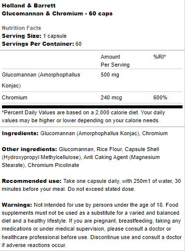 Glucomannan & Chromium - 60 капсули - Feel You