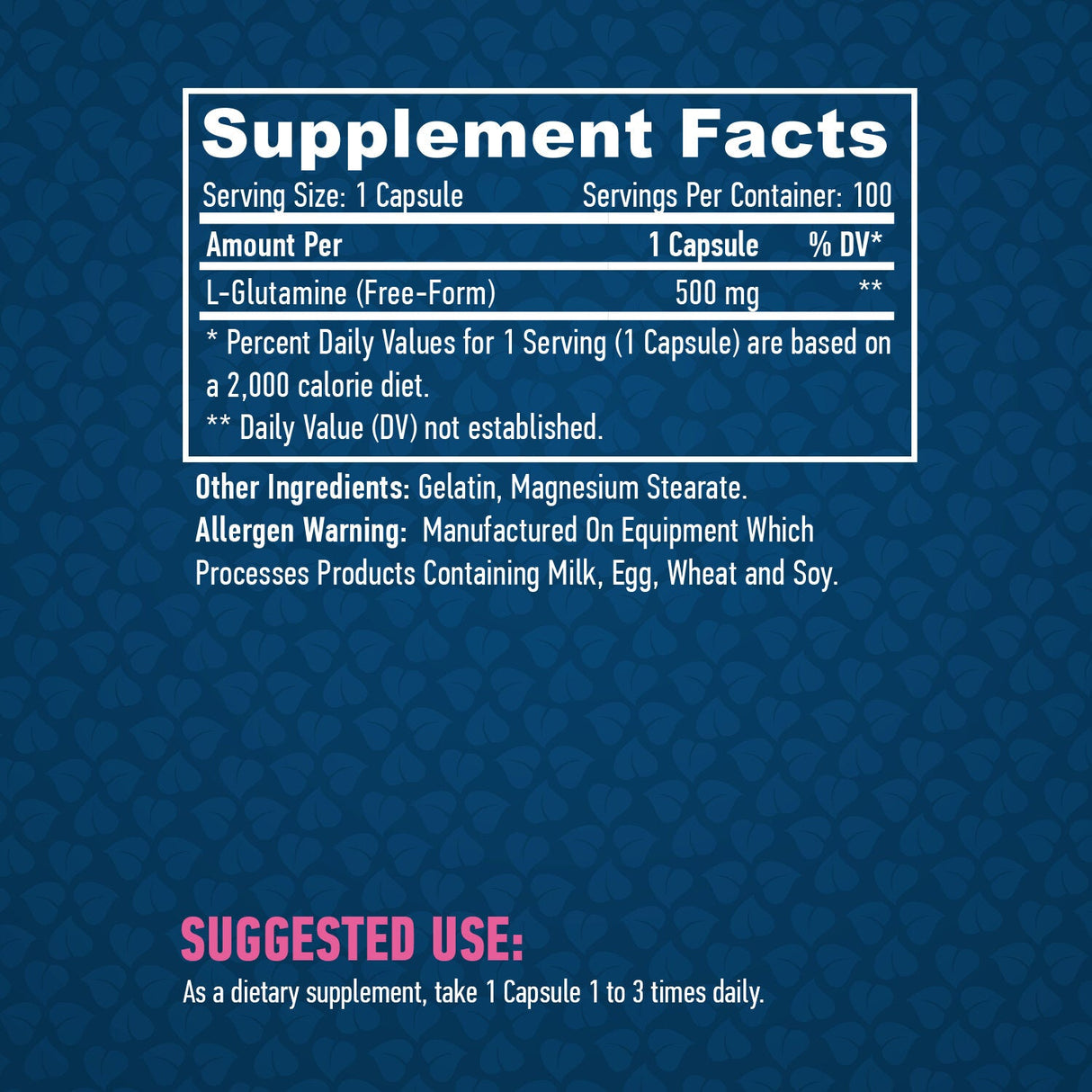 L-Glutamine 500mg. / 100caps. - Feel You