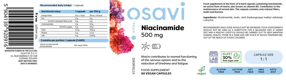 Niacinamide 500 mg - 120 kapsulių