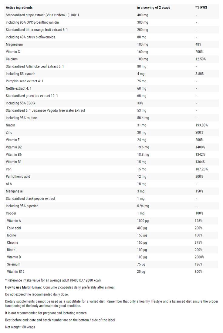 Daugialypis žmogus | Vitaminų ir mineralų kompleksas - 60 kapsulės