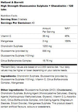 Didelio stiprumo gliukozamino sulfatas + chondroitinas - 120 tablečių