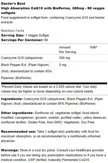 Najbolji CoQ10 s bioperinom 300 mg - 90 gel kapsula