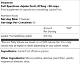 Fruta de jujubo de espectro completo 675 mg 60 cápsulas