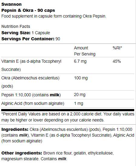 Pepsin and Okra - 90 capsules