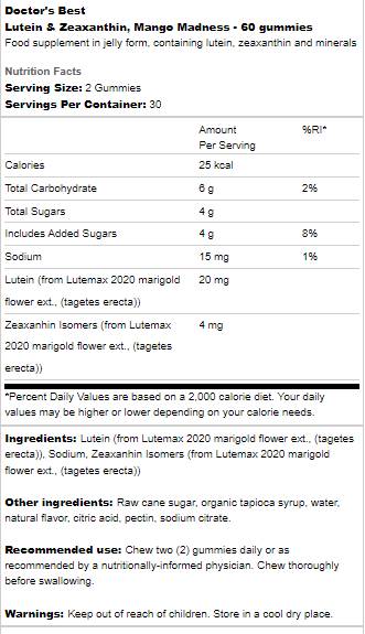 A legjobb lutein és zeaxanthin gumik - 60 zselés cukorkát