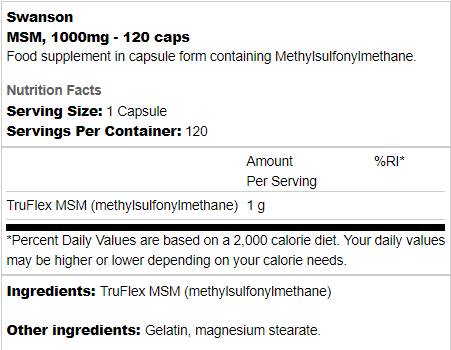 MSM 1000 mg - 120 capsules