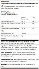 Formula sinergica di glucosamina MSM |  Con Optimsm - 180 capsule