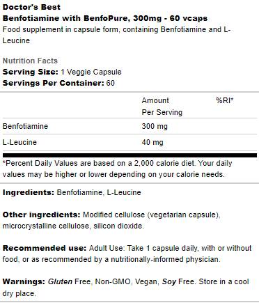 BEST Benfotiamină 300 mg | BenfoPure - 60 capsule