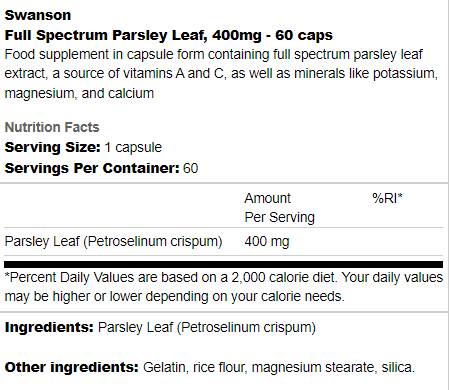 Full Spectrum Parsley Leaf 400 mg 60 капсули