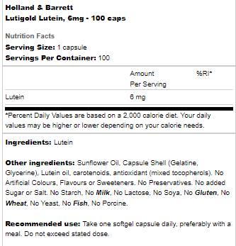 Lutiigold | Lutein 6 mg - 100 capsule