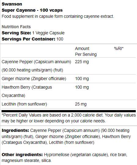 Super Cayenne | With Ginger and Hawthorn 100 capsules