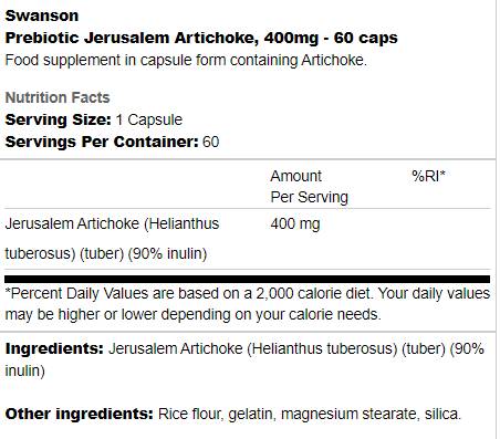 Prebiotic Jerusalem Antichoke 400 mg 60 κάψουλες