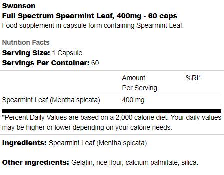 Voll Spektrum Spektminint Blat 400 mg 60 Kapselen