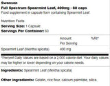 Folha de spearmint de espectro completo 400 mg 60 cápsulas