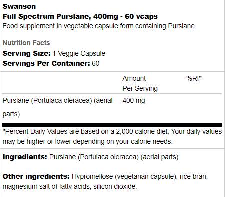 Espectro completo Purslane 400 mg 60 cápsulas