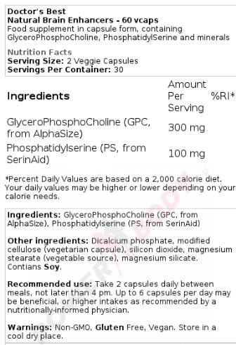 Melhores intensificadores cerebrais naturais - 60 cápsulas