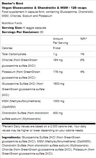 Vegan glucosamine & Chondroitin & MSM - 120 capsules