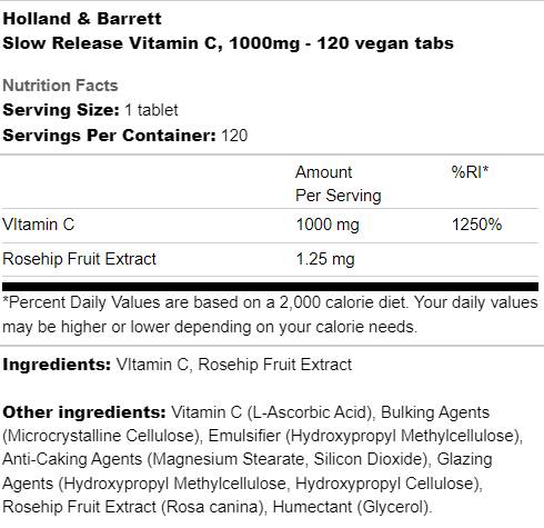 Aeglane vabastamine C -vitamiini 1000 mg - 120 tabletti