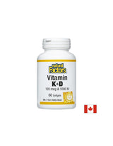 Vitamin K2 120 mcg a D3 1000 IU, 60 měkkých tobolek <tc>Natural Factors</tc>