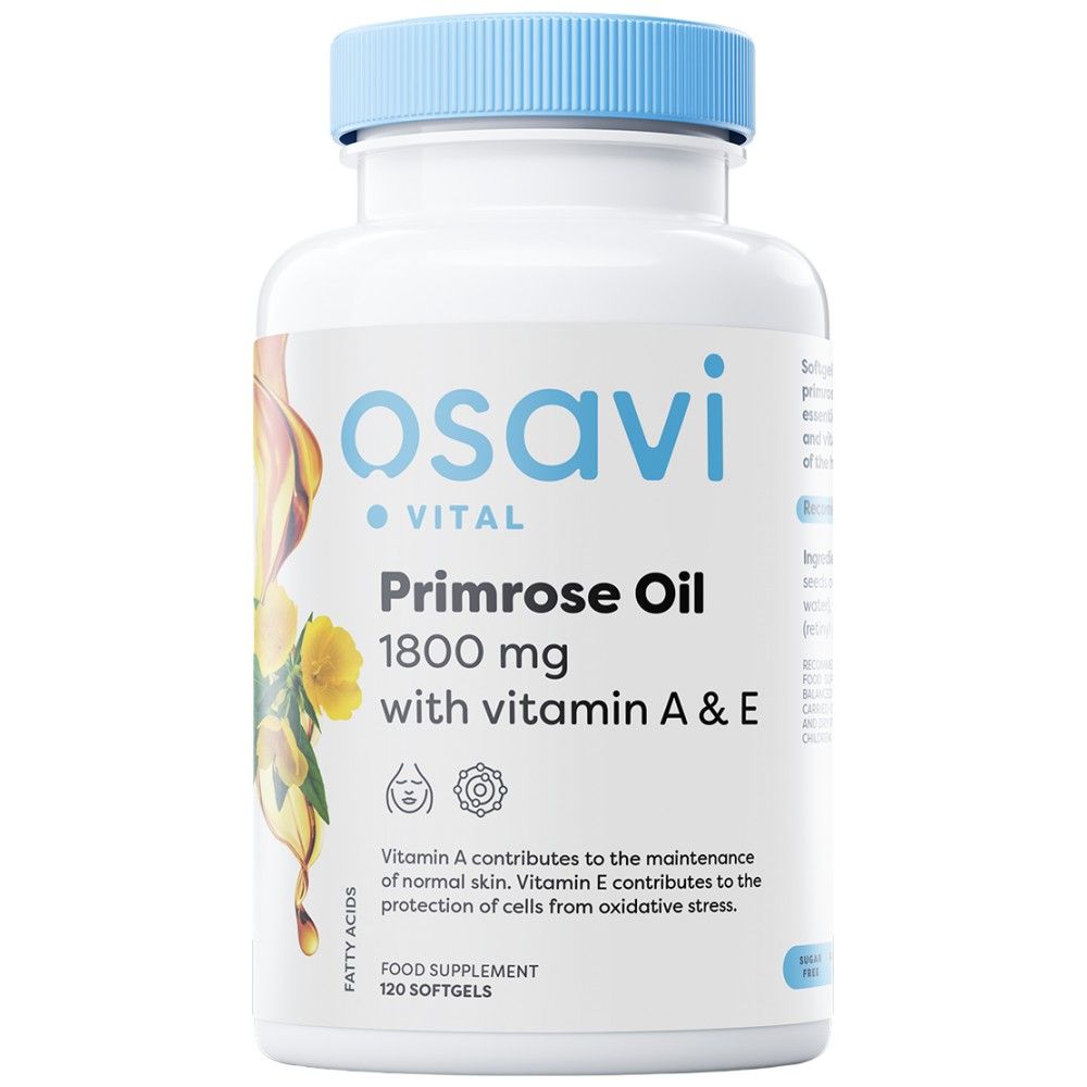 Primrose olje 1800 mg | Z vitaminom A&E - 60 gel kapsul