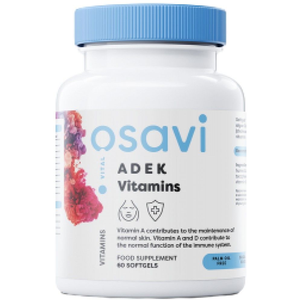 ADEK Vitamins | A + D + E + K | with Quali-D® - 60 Гел капсули