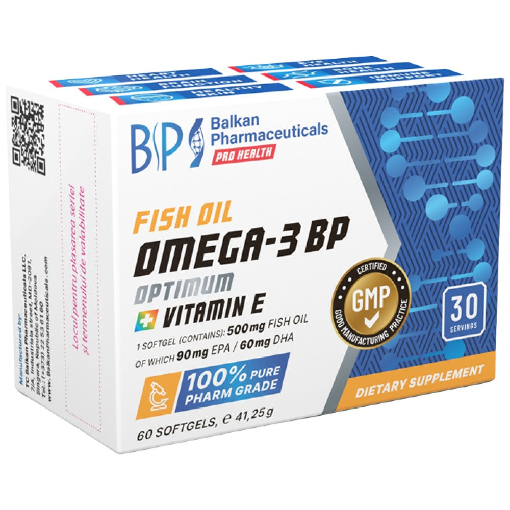 Omega-3 BP Optimum | Mit Vitamin E - 60 Gelkapseln