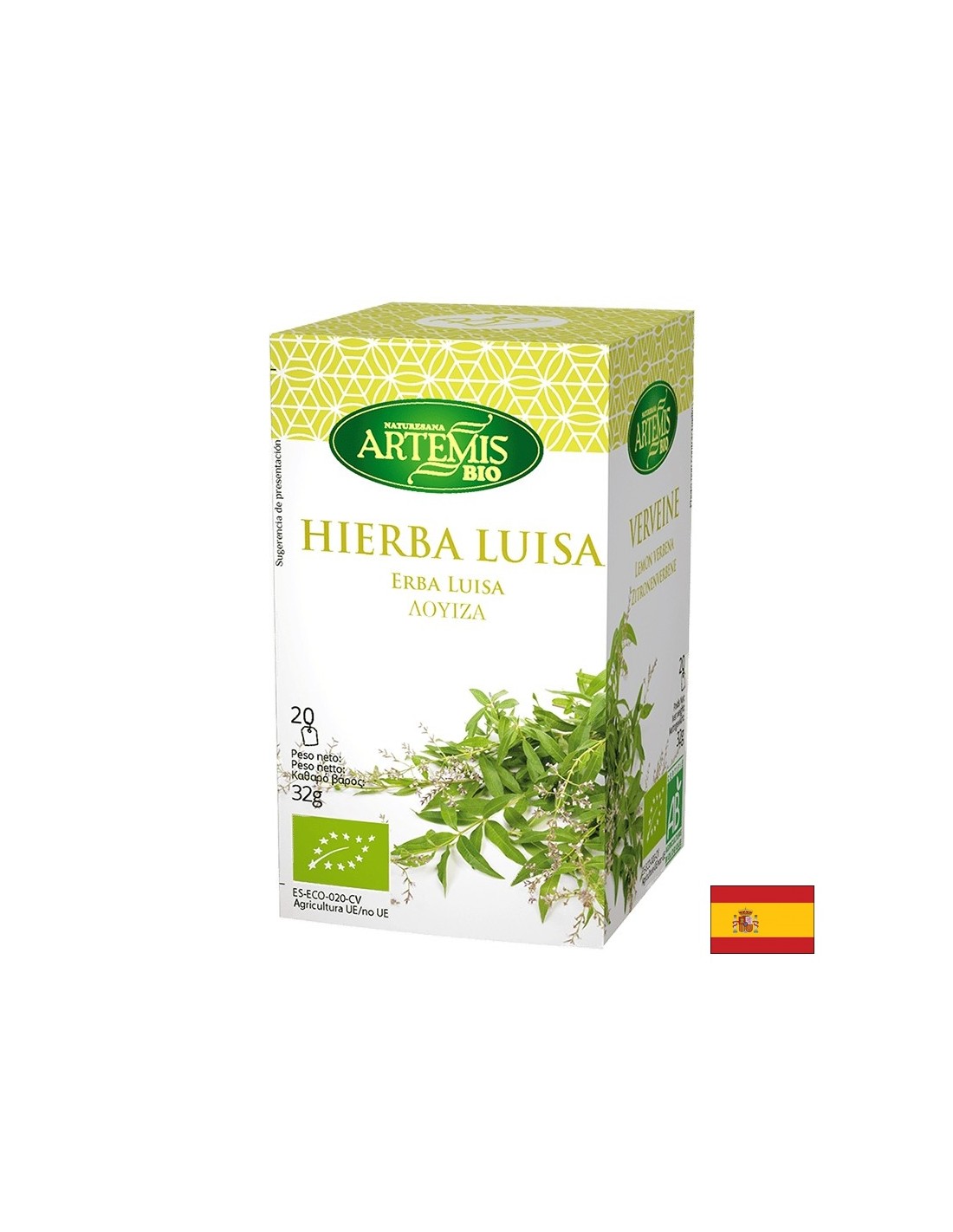 Té de verbena de limón orgánico, 20 bolsas de filtro