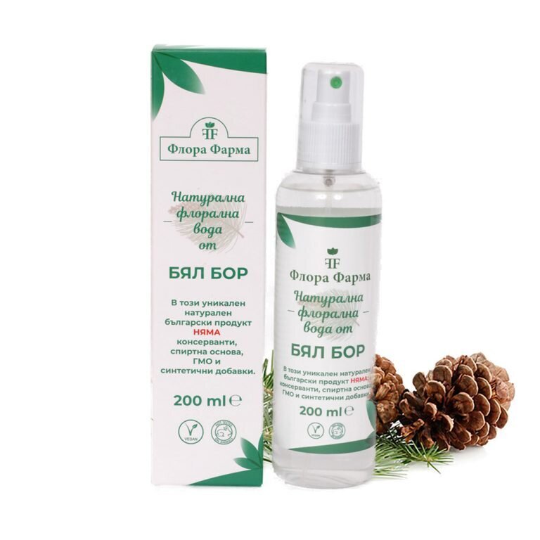 Natūralus gėlių vanduo iš baltos pušies - 200 ml „Flora Pharma“
