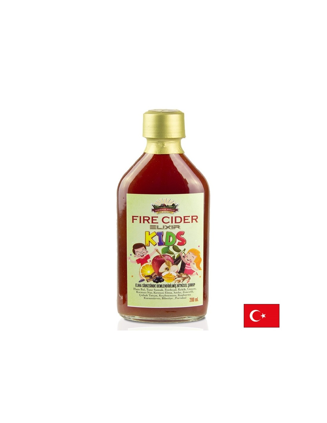 Elixír pro děti pro děti-octa jablečného moštu s medem a bylinkami, 200 ml