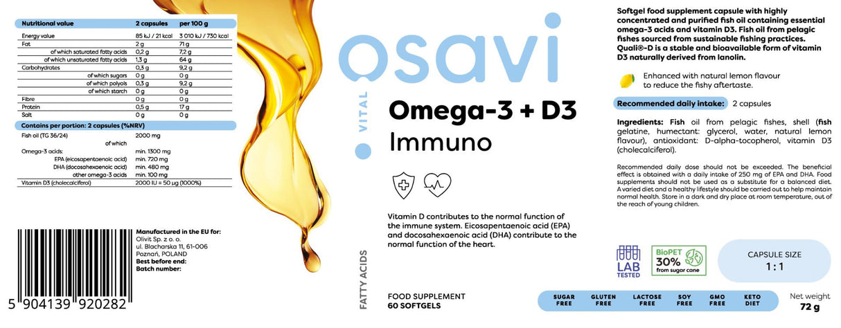 Omega -3 + D3 Immuno - 180 Gelkapseln