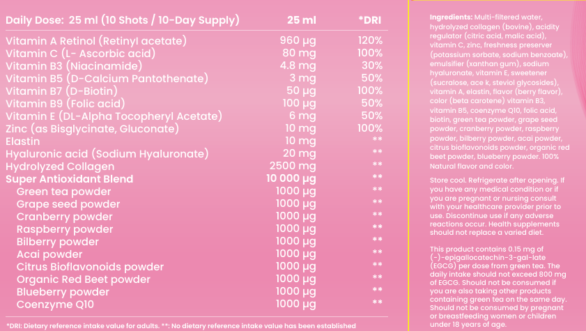 Collagen with elastin, Q10 and retinol 10x25 ml /1 box /