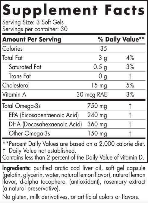 Ulei de ficat de cod arctic 750 mg - 180 capsule de gel