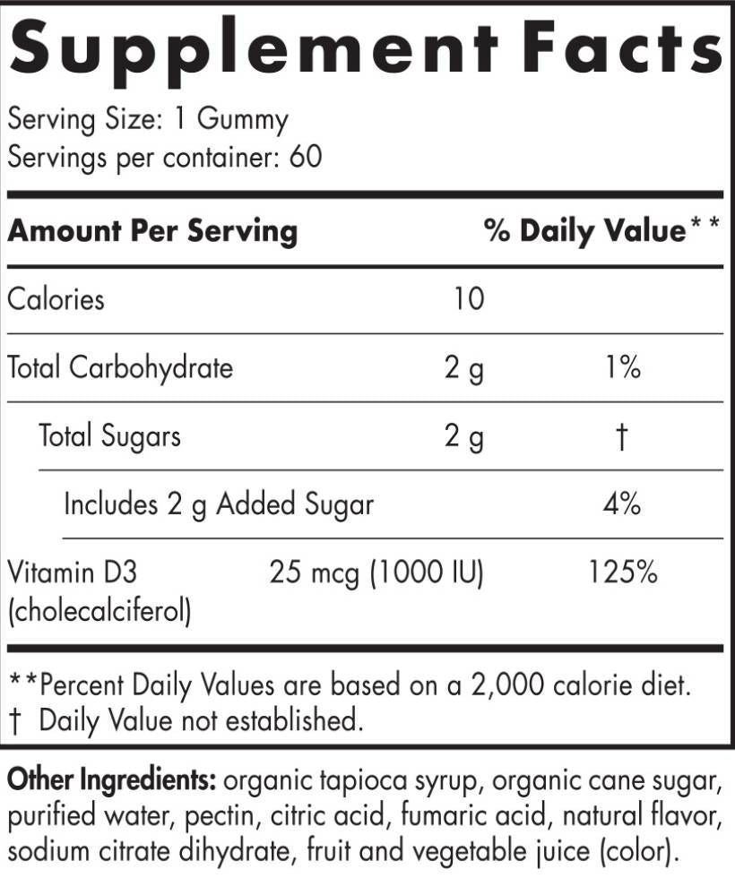 Vitamin D3 Gummies 1000 IU - 120 Jelly Candy