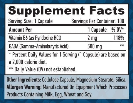 GABA + B-6 / 500mg. / 100 Vcaps - Feel You