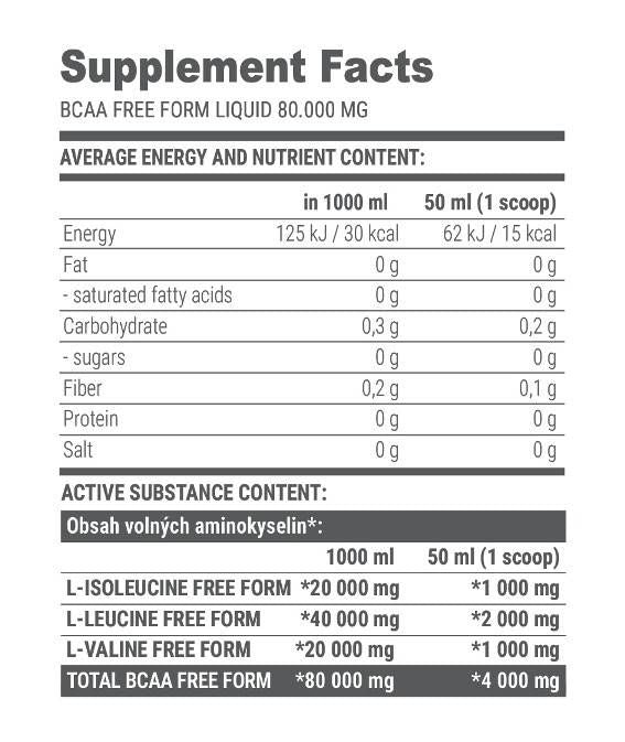 Free Form BCAA Liquid 80000 mg - 1000 ml